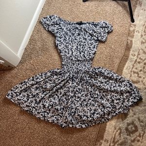Navy Blue White Flower Mini Dress